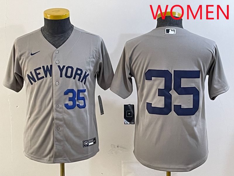 Women New York Yankees 35 No Name Grey Game 2025 Nike MLB Jersey style 4